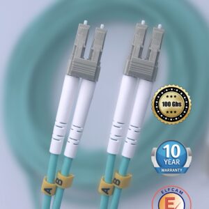 Câble à fibre optique LC/UPC á LC/UPC, OM3 Multimode Duplex Jarretière Fibre Optique 50/125um LSZH, Couleur Blanc/Bleu (Re…