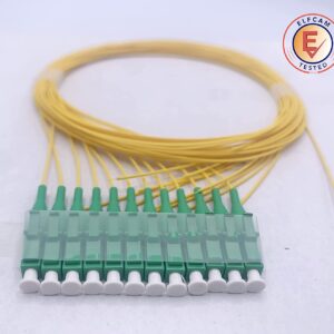 Pigtail à Fibre Optique à Code Jaune 12 Fibres LC/APC Monomode sans Gaine (Ref:4222)