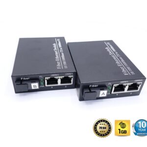 Lot de 2 Convertisseur Fibre Ethernet, Convertisseur de Média SFP Inclus, Jusqu&rsquo;à une Distance de 20KM sur Fibre Opt…