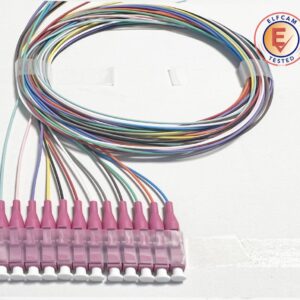 Pigtail à Fibre Optique à Code Couleur 12 Fibres LC/UPC OM4 Multimode 50/125um sans Gaine (REF 14000)