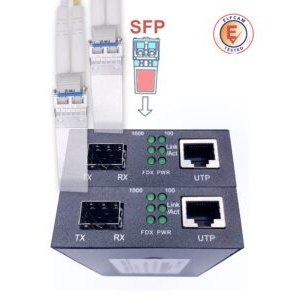 Convertisseur / Récepteur bidirectionnelle, Convertisseur RJ45 Gigabit/Module mini-GBiC SFP Multimode-Monomode / 0.55-20KM…