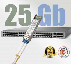 Elfcam® – 25G SFP28 LR Transceiver Module SFP28 25GBASE-LR 1310nm 10km DOM LC Duplex SMF, compatible avec Nvidia/Mel…
