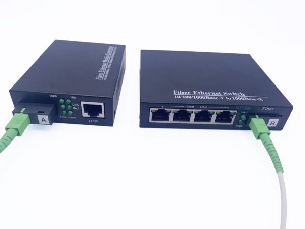 Elfcam Convertisseur Fibre Ethernet 1,25G SFP SC Monomode 20km - 2 Ports RJ45
