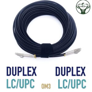 Câble à Fibre Optique en Acier Blindé pour Extérieur et Intérieur LC/UPC à LC/UPC Multimode Duplex OM3 Noir (Ref:4511)
