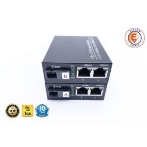 Lot de 2 Convertisseur Fibre Ethernet, Convertisseur de Média SFP Inclus, Jusqu’à une Distance de 20KM sur Fibre Opt…