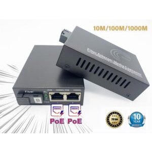 Convertisseur Fibre Ethernet PoE, SFP (mini-GBIC) Inclus, 2 RJ45 Ports (Ref:4880)