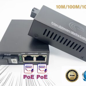 Convertisseur Fibre Ethernet PoE, SFP (mini-GBIC) Inclus, 2 RJ45 Ports (Ref:4880)
