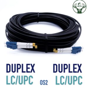 Elfcam® – Câble à Fibre Optique en Acier Blindé pour Extérieur et Intérieur LC/UPC à LC/UPC OS2 Duplex Monomode 9/12…