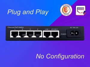 PoE Ethernet Switch avec 2 Ports Uplink Gigabit Ethernet 10/100/1000Mbps, Plug &Play Non Géré, Métal Robuste (4 Ports…