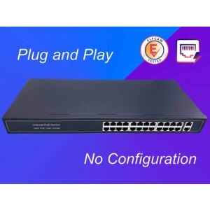 24 Ports PoE Ethernet Switch avec 2 Ports Uplink Gigabit Ethernet 10/100/1000Mbps, Plug & Play Non Géré, Métal Robuste…