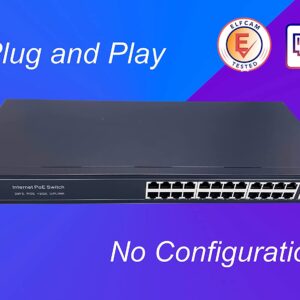 24 Ports PoE Ethernet Switch avec 2 Ports Uplink Gigabit Ethernet 10/100/1000Mbps, Plug & Play Non Géré, Métal Robuste…