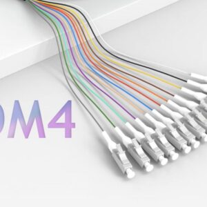 Pigtail à Fibre Optique à Code Couleur 12 Fibres LC/UPC OM4 Multimode 50/125um sans Gaine (REF 14000)