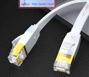 Elfcam® – Cat7 Câble Réseau Ethernet avec Connecteurs RJ45,Câble Flat, 4 Paires Torsadée Blindée, Haut Débit Jusqu&r…