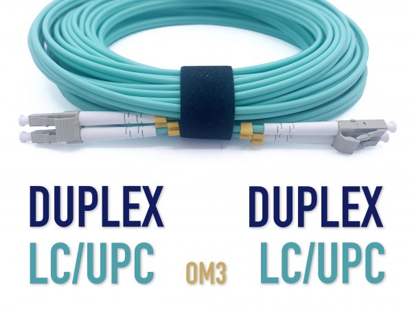 Câble Fibre Optique LC/UPC Vers LC/UPC OM3 Multimode Duplex 50/125µm LSZH Blanc - 20 Mètres Jarretière Réseau