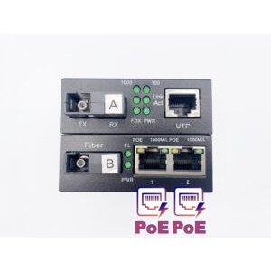 Convertisseur Fibre Ethernet PoE, SFP (mini-GBIC) Inclus, 2 RJ45 Ports (Ref:4880)