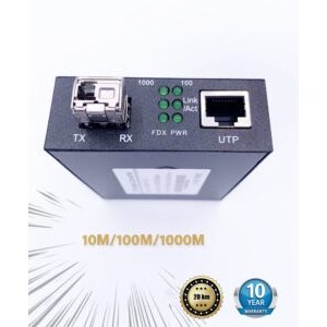 Convertisseur Fibre Ethernet, Convertisseur RJ45 Gigabit/Module mini-GBiC 1.25G SFP Multimode-Monomode / 0.55-20KM (Ref:5611)