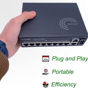 PoE Ethernet Switch avec 2 Ports Uplink Gigabit Ethernet 10/100/1000 Mbps, Plug & Play Non Géré, Métal Robuste (8 Port…