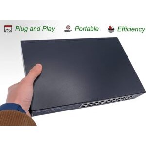 PoE Ethernet Switch avec 2 Ports Uplink Gigabit Ethernet 10/100/1000Mbps, Plug & Play Non Géré, Métal Robuste (16 Port…
