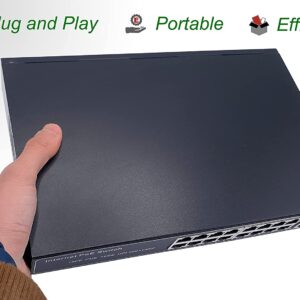 PoE Ethernet Switch avec 2 Ports Uplink Gigabit Ethernet 10/100/1000Mbps, Plug & Play Non Géré, Métal Robuste (16 Port…