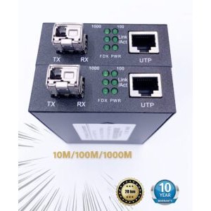 Convertisseur / Récepteur bidirectionnelle, Convertisseur RJ45 Gigabit/Module mini-GBiC SFP Multimode-Monomode / 0.55-20KM…