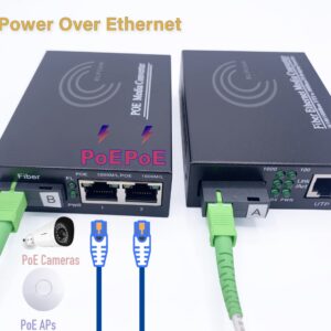 Convertisseur Fibre Ethernet PoE, SFP (mini-GBIC) Inclus, 2 RJ45 Ports (Ref:4880)