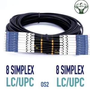 Elfcam® – Câble Fibre 8 Fibres avec Connecteurs 4x Duplex LC/UPC vers 4x Duplex LC/UPC, Fibre Optique Monomode 9/125…