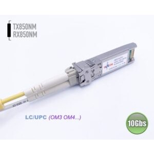 Elfcam® – 10Gb SFP+ Module de Transceiver à Fibre Optique, Connecteur LC/UPC DM (OM3 / OM4), 10GBase-SR SFP+, 850nm …