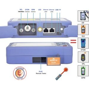 Elfcam – OTDR pour FTTH, 26dB/24dB Monomode 1310nm / 1550nm, Portable 4 en 1 OTDR + VFL+ OPM + OLS, OTDR Testeur Fib…