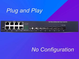 Ethernet Switch Gigabit avec 8 SFP Ports et 8 Ports Ethernet 10/100/1000Mbps, Plug & Play Non Géré, Métal Robuste (8 P…
