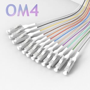 Pigtail à Fibre Optique à Code Couleur 12 Fibres LC/UPC OM4 Multimode 50/125um sans Gaine (REF 14000)