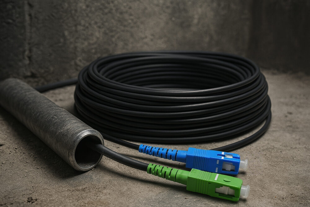 Câble à Fibre Optique en Acier Blindé SC/APC à SC/UPC OS2 Simplex (pour Freebox) (Ref:1385)