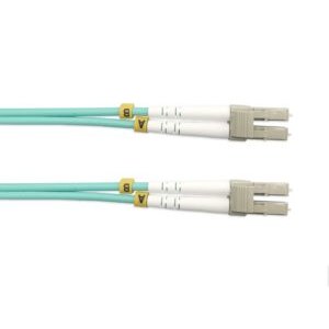 Câble à fibre optique LC/UPC á LC/UPC, OM3 Multimode Duplex Jarretière Fibre Optique 50/125um LSZH, Couleur Blanc/Bleu (Re…