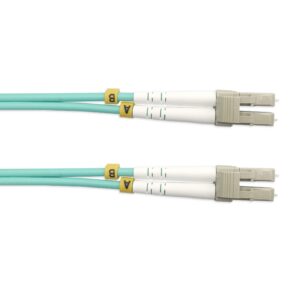 Câble à fibre optique LC/UPC á LC/UPC, OM3 Multimode Duplex Jarretière Fibre Optique 50/125um LSZH, Couleur Blanc/Bleu (Re…