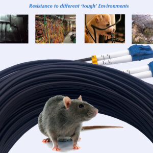 Elfcam® – Câble à Fibre Optique en Acier Blindé pour Extérieur et Intérieur LC/UPC à LC/UPC OS2 Duplex Monomode 9/12…