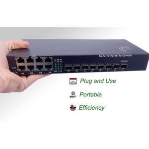 Ethernet Switch Gigabit avec 8 SFP Ports et 8 Ports Ethernet 10/100/1000Mbps, Plug & Play Non Géré, Métal Robuste (8 P…