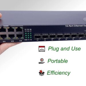 Ethernet Switch Gigabit avec 8 SFP Ports et 8 Ports Ethernet 10/100/1000Mbps, Plug & Play Non Géré, Métal Robuste (8 P…