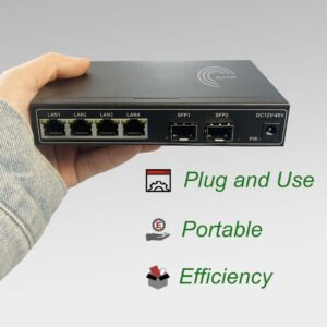 Elfcam® – Gigabit Ethernet Switch avec 2 SFP Ports et 4 Ports Ethernet 10/100/1000Mbps, Plug & Play Non Géré, M…