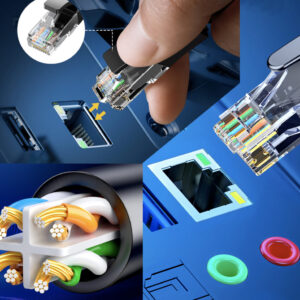 Elfcam® – Câble Ethernet Cat 8, Rond Câble Réseau LAN WAN, Cat8 SFTP 28AWG, 2000Mhz 40Gbps avec Connecteurs RJ45 Hau…