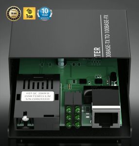 Lot de 2 Convertisseur Fibre Ethernet, Convertisseur de Média SFP Inclus, Jusqu’à Une Distance de 20KM sur Fibre Opt…