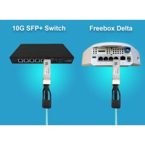 Câble AOC 10Gbit/s, Câble Fibre Optique avec 2*10G Transceiver SFP+, compatible avec Freebox Ultra, Freebox Delta, Compati…