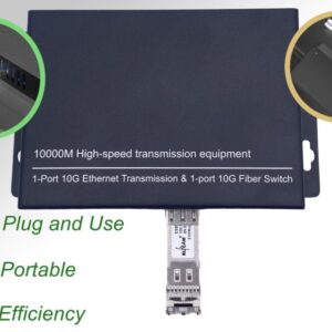 Elfcam® – 10Gb Convertisseur Fibre Ethernet Compatible avec Freebox Ultra, avec 1 Port 10G SFP+ et 1 Port 10G Ethern…