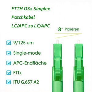 Elfcam® – Câble à Fibre Optique LC/APC à LC/APC Monomode Simplex, 9/125μm Jarretière Optique LSZH Blanc (Ref:3611)…