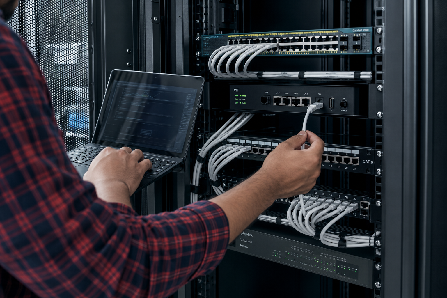 Microsoft S2D-Netzwerkarchitektur — 10G-Glasfaserverbindungen zwischen Hyper-V-Hosts und MLAG-Switches
