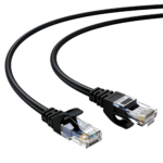 Elfcam® - Cabo Ethernet Slim Cat 6, Cabo de Rede LAN/WAN Cat 6 32 AWG, Ultra Slim Preto (Ref.: 21899)