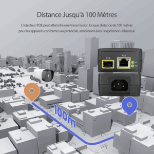 Elfcam – SFP Fibre PoE Injecteur 55 V DC 30 W PoE+ Alimentation, Gigabit 1000 Mbps, Conforme à la Norme IEEE802.3af/…