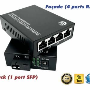 Lot de 2 Convertisseur Fibre Ethernet, Convertisseur de Média SFP Inclus, Jusqu&rsquo;à Une Distance de 20KM sur Fibre Opt…