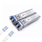 Elfcam - Conjunto de 2 módulos SFP de 1,25 Gb para transceptor de fibra ótica de 1310 nm e 10 km, conector de fibra ótica LC/UPC monomodo duplex, compatível com Cisco, Ubiquiti Networks, Huawei, D-Link, Open Switch (Ref.: 6603)