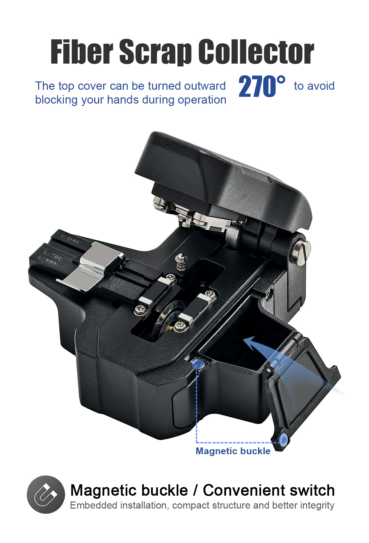 Cliveuse de Fibre Optique S12 Professionnelle – Coupe en Une Seule Étape, Angle de Coupe ≤ 0,6°, Lame en Acier au Tungstène 24 Positions (48 000 Coupes), Support Universel 3-en-1 pour Fibre Nue, Pigtail et Cordon Optique – Image 10